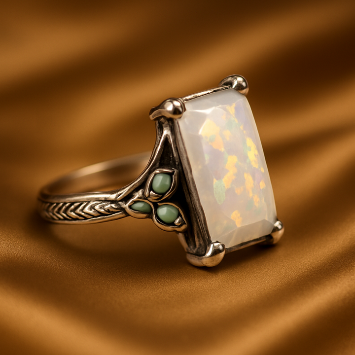 Bague Vintage en Opale Argentée