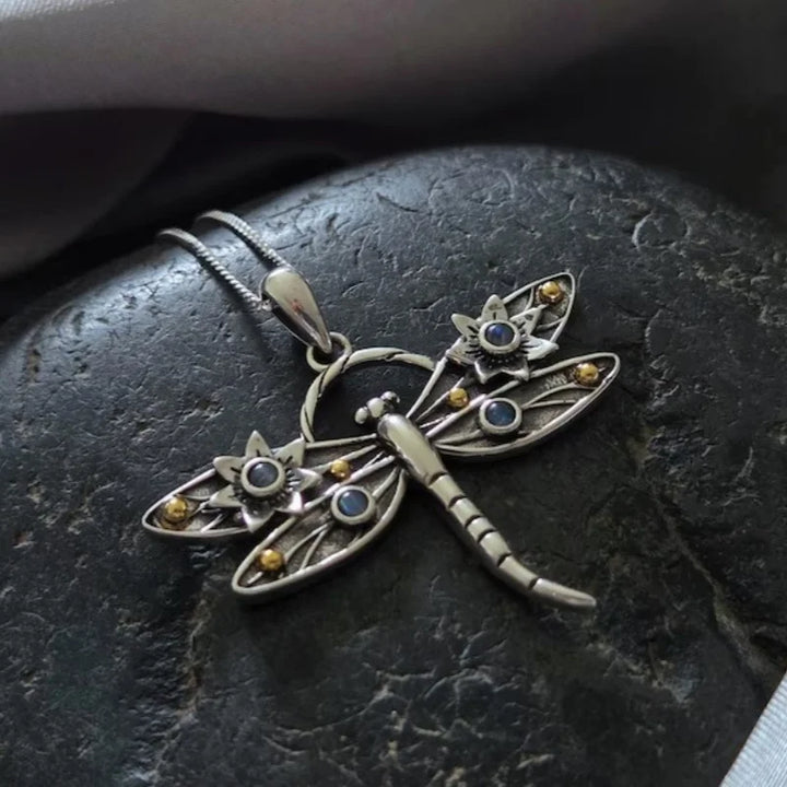 Collier Pendentif en Cristal Libellule Vintage
