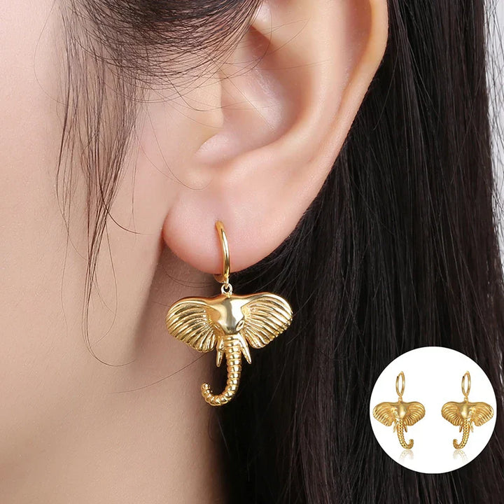 Boucles d'oreilles créoles avec charme éléphant