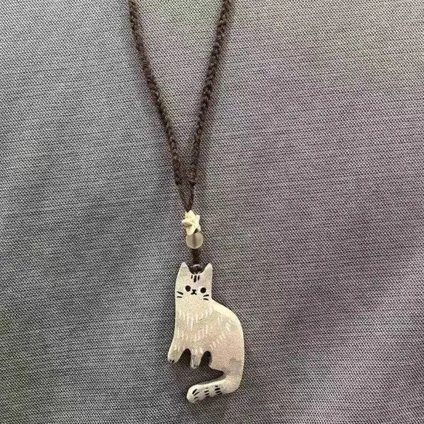 Collier Pendentif Étoile Chat Vintage