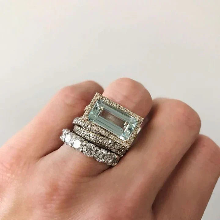 Ensemble de bagues Relique Turquoise | Or Blanc