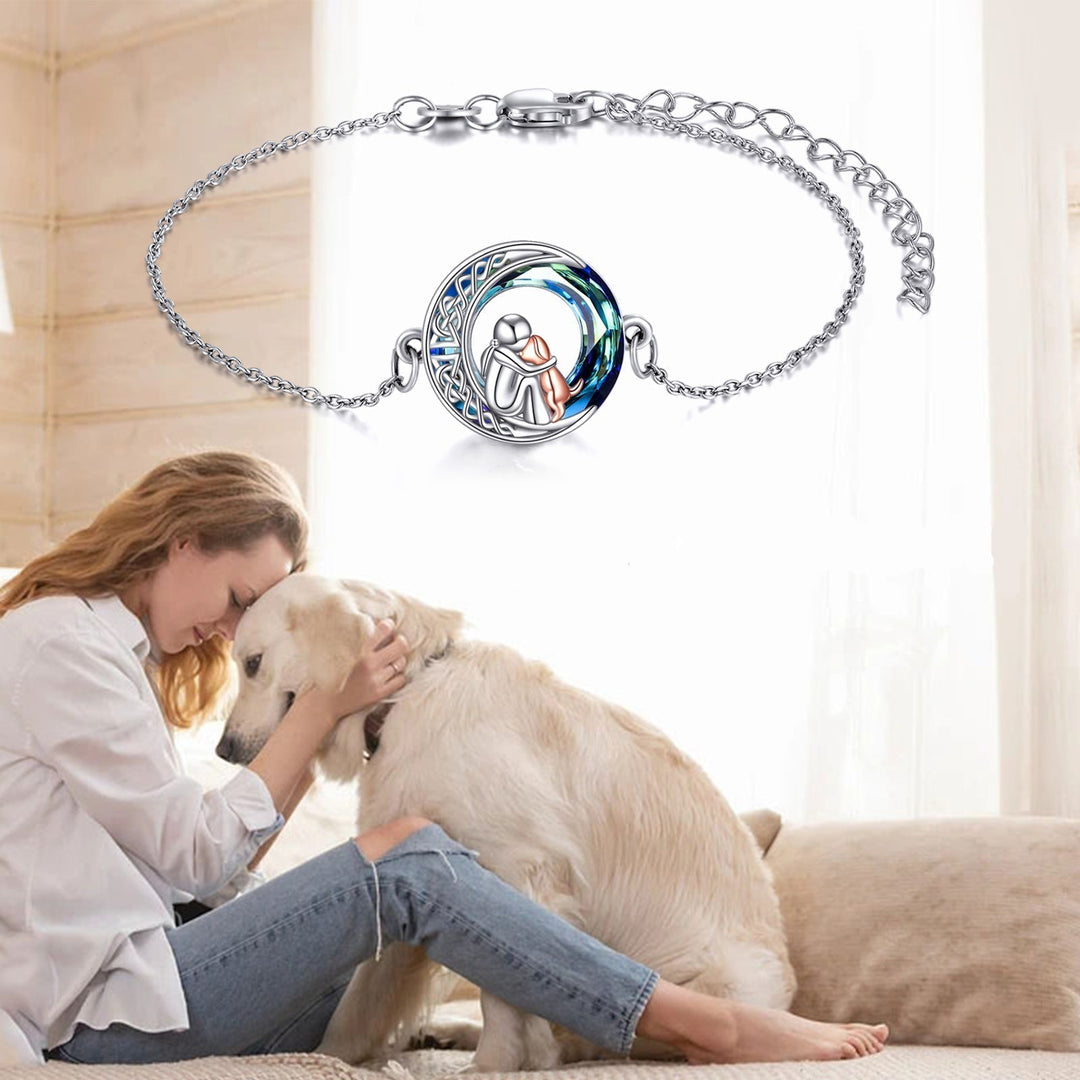 Bracelet avec Charme de Chien Ajustable en Argent Sterling