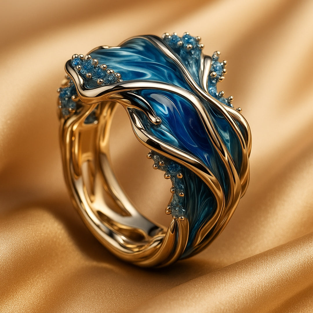 Bague Vintages en Océan Doré Ondulé
