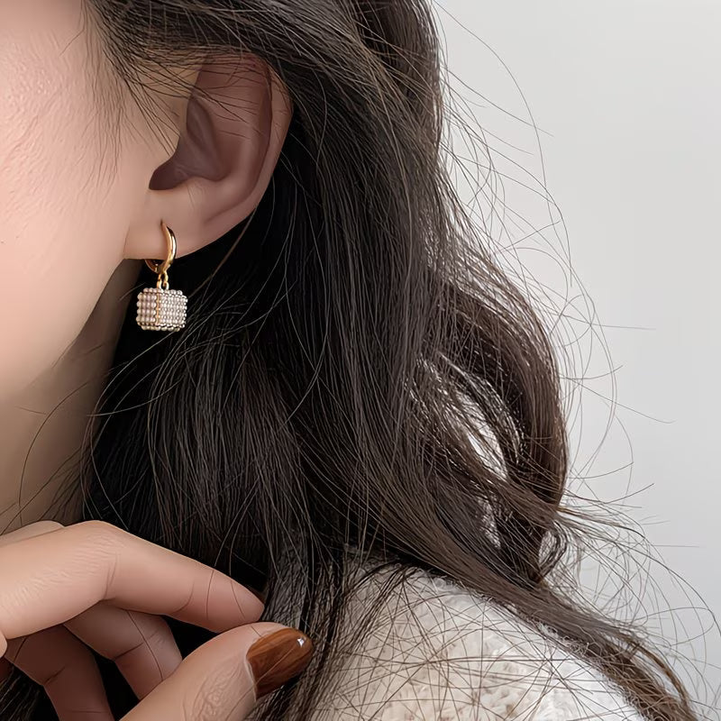 Boucles d'oreilles Cube en Perles