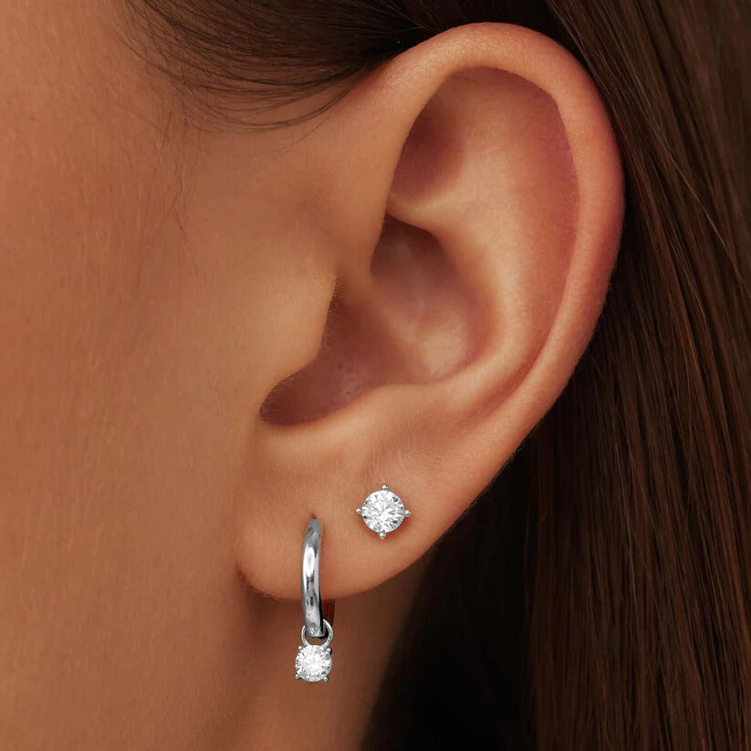 Boucles d'Oreilles en Pierre Larmes de Lune | Or Blanc