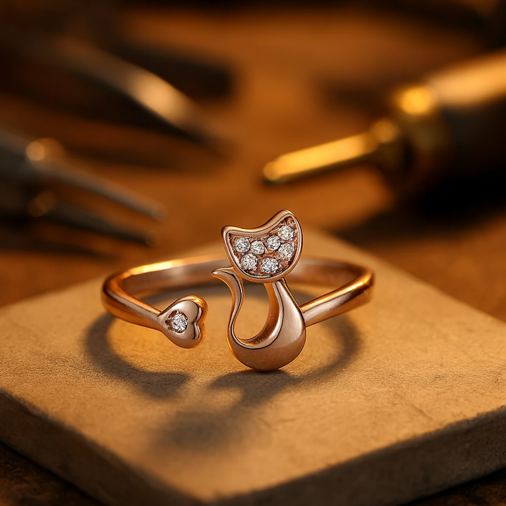 Bague Ouverte Chat Mignon – Zircon Cubique