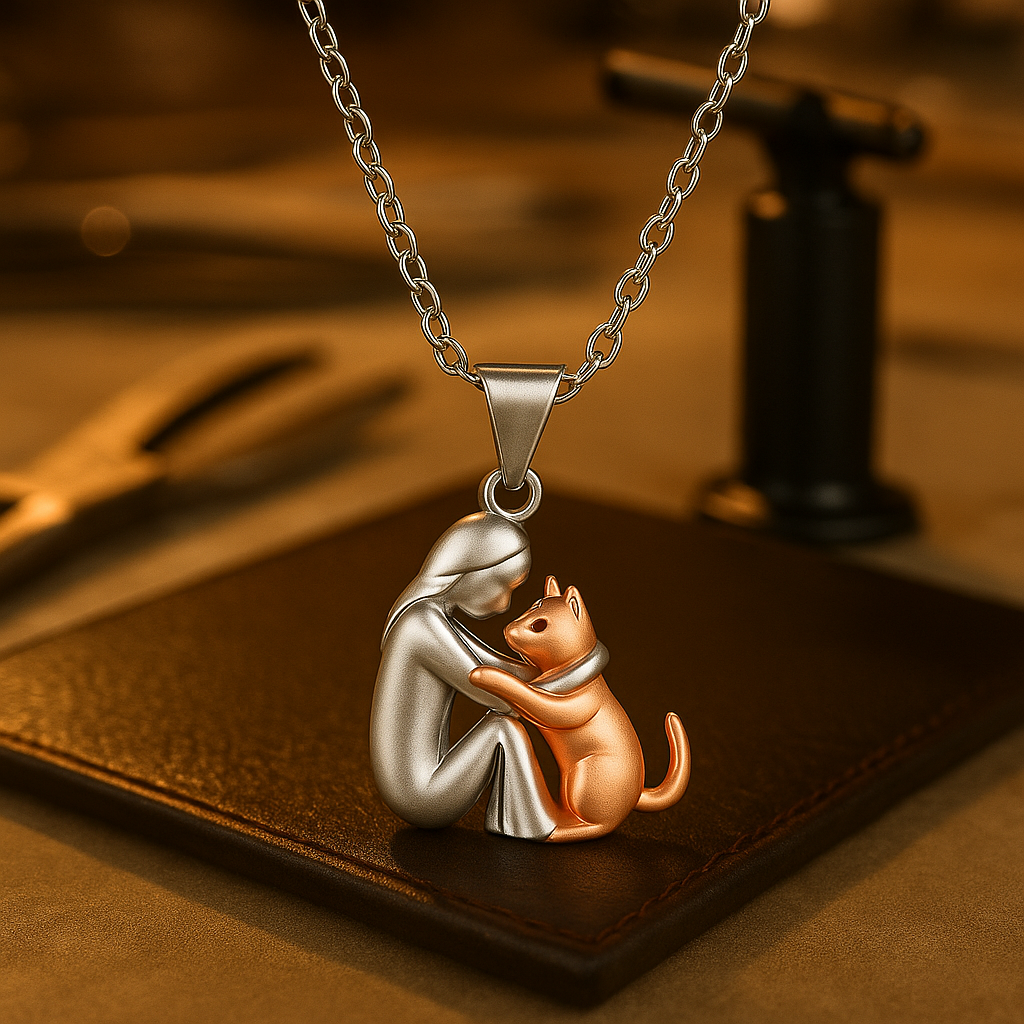 Pendentif Collier Chat en Câlin