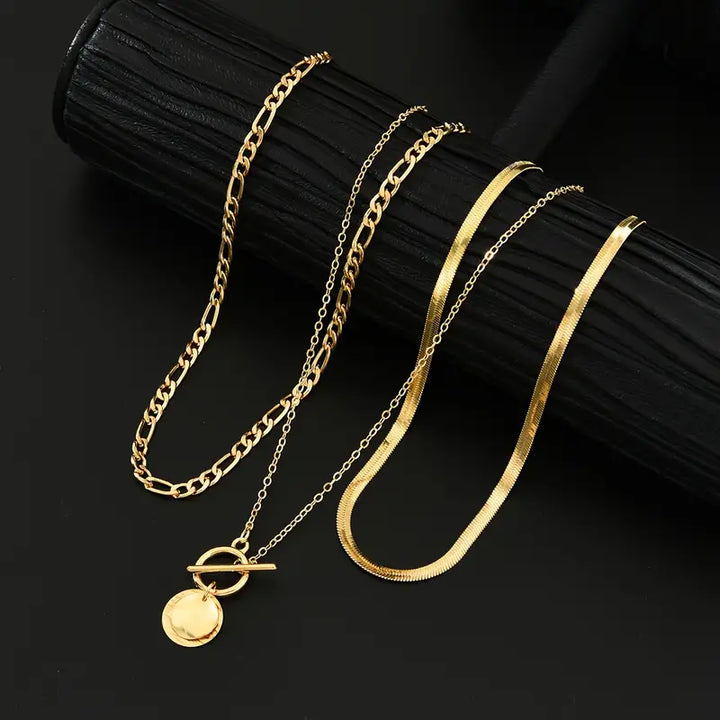 Collier superposé en pièce texturée Savira | Or
