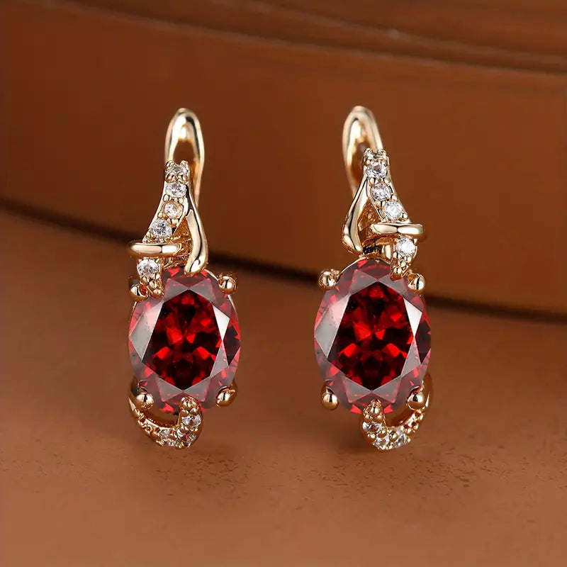 Boucles d'oreilles pendantes Crimson Twilight | Or