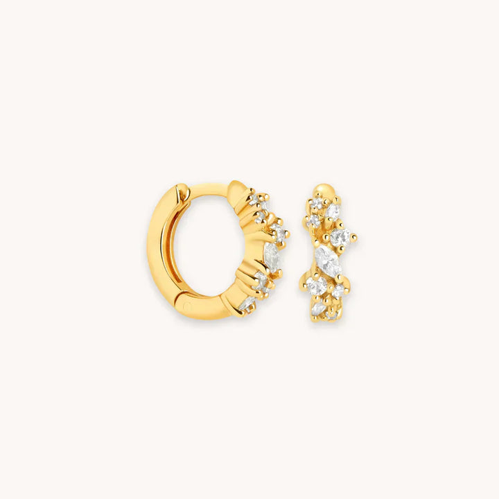 Boucles d'oreilles Crystal Cluster | Or Blanc