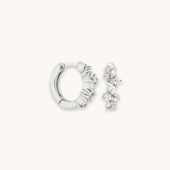 Boucles d'oreilles Crystal Cluster | Or Blanc