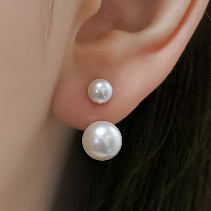 Boucles d'oreilles à déclaration en double perle