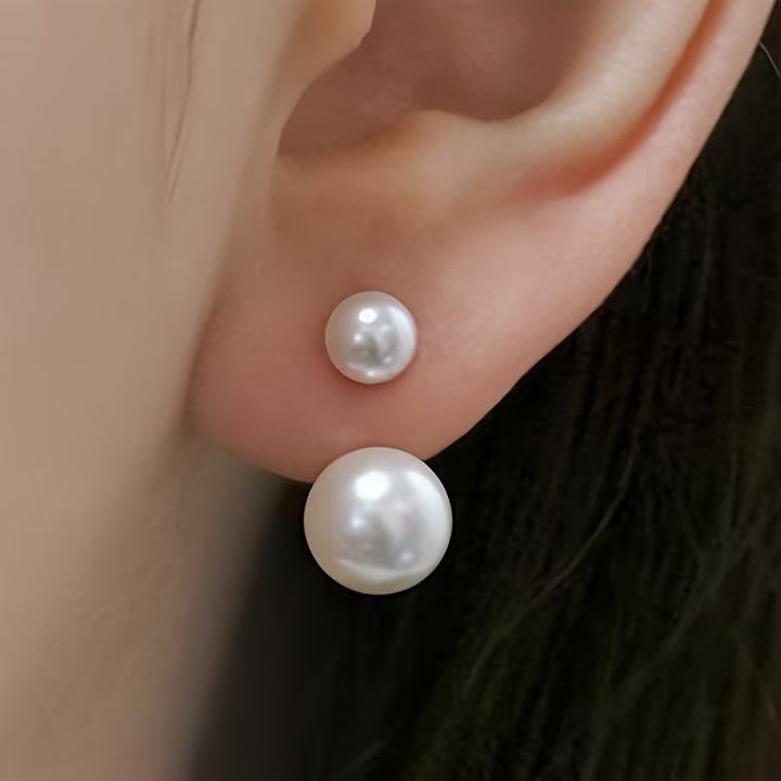 Boucles d'oreilles à déclaration avec double perle
