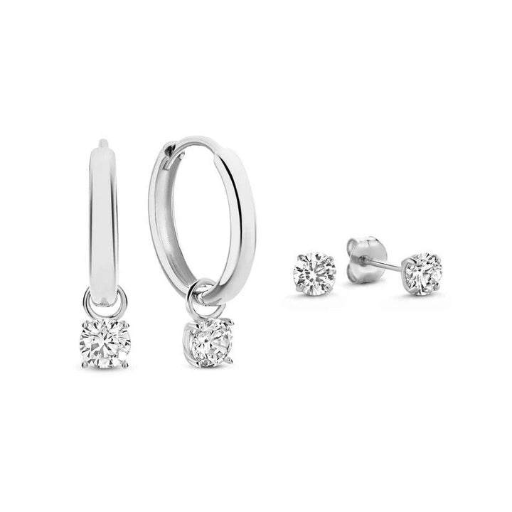 Boucles d'Oreilles en Pierre Larmes de Lune | Or Blanc