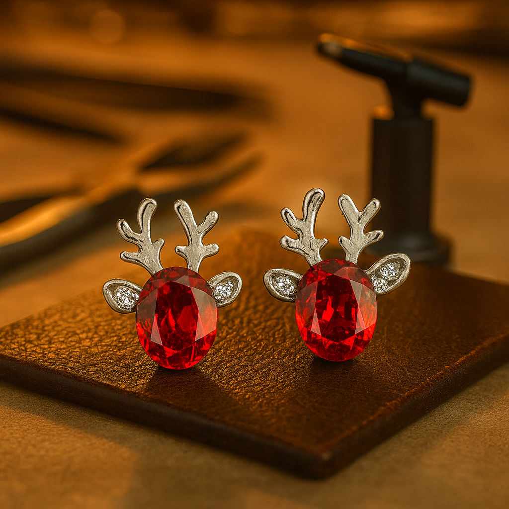 Boucles d'oreilles en cristal de renne festif