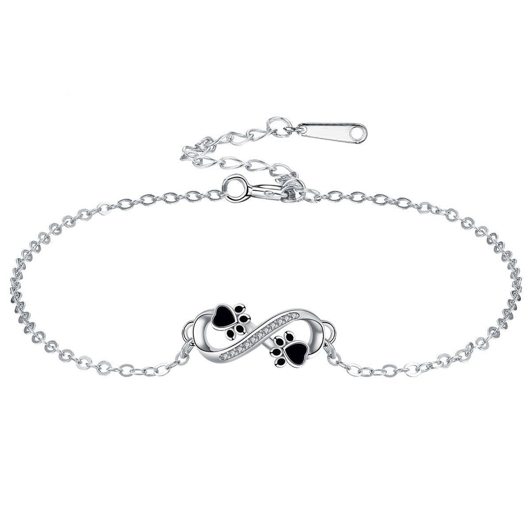 Pendentif Symbole Infini Bracelet Patte de Chien avec Zirconia
