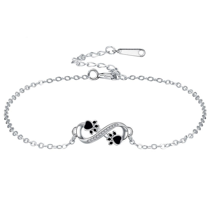 Pendentif Symbole Infini Bracelet Patte de Chien avec Zirconia
