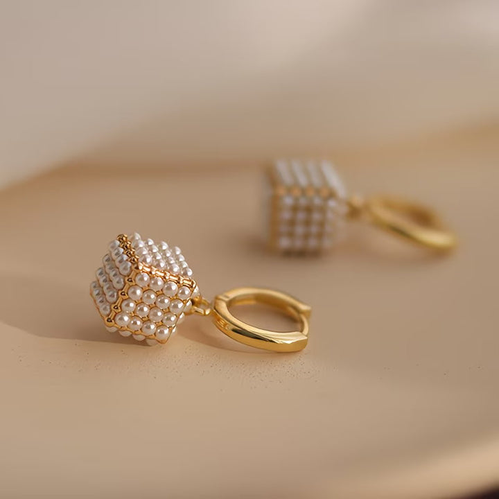 Boucles d'oreilles Cube en Perles