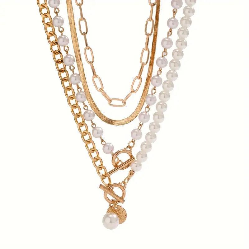Collier Vintage en Perles et Chaîne Serpent en Or | Or