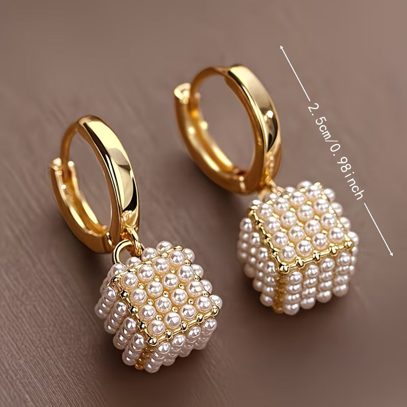 Boucles d'oreilles en cube de perles