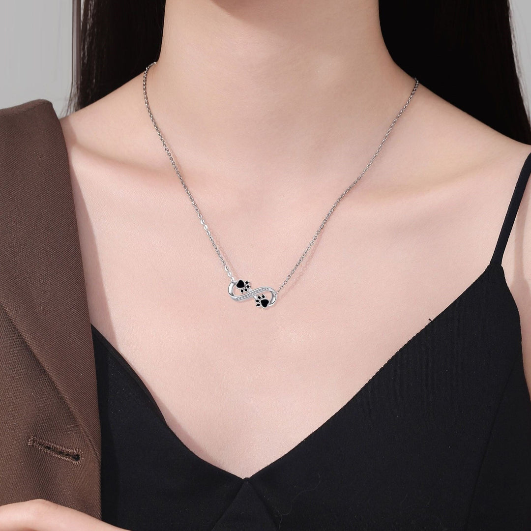 Collier Infini avec Empreinte de Patte et Zirconia