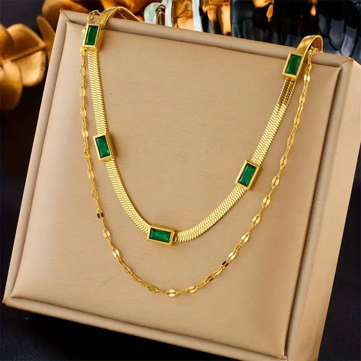 Collier Rétro Double Couche Sorella Gem | Or