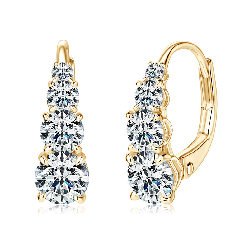 Boucles d'oreilles Carol en quatre pierres | Or 16k