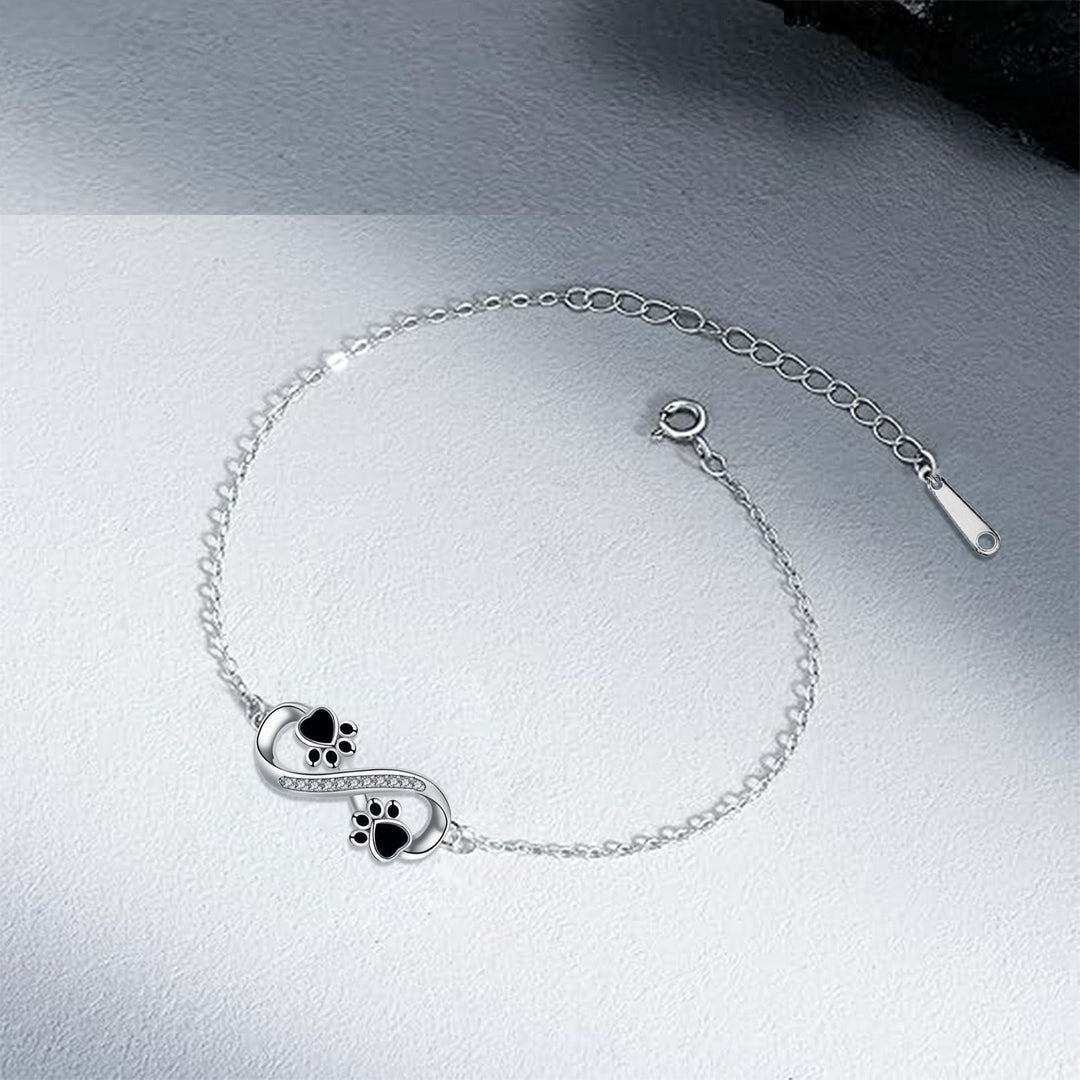 Pendentif Symbole Infini Bracelet Patte de Chien avec Zirconia
