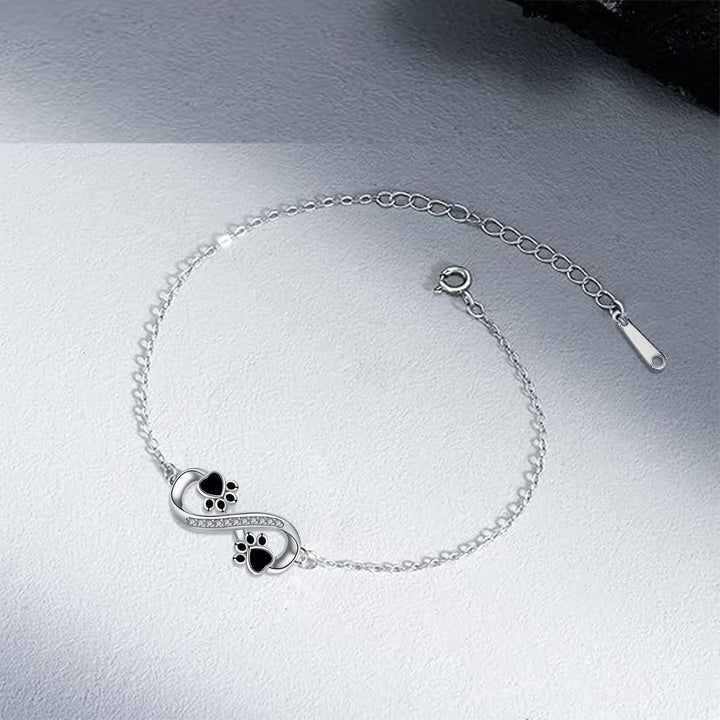 Pendentif Symbole Infini Bracelet Patte de Chien avec Zirconia