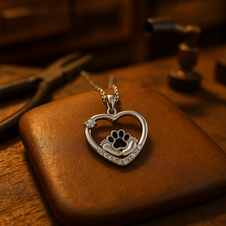 Collier empreinte de patte de chien Little Feet et zirconia