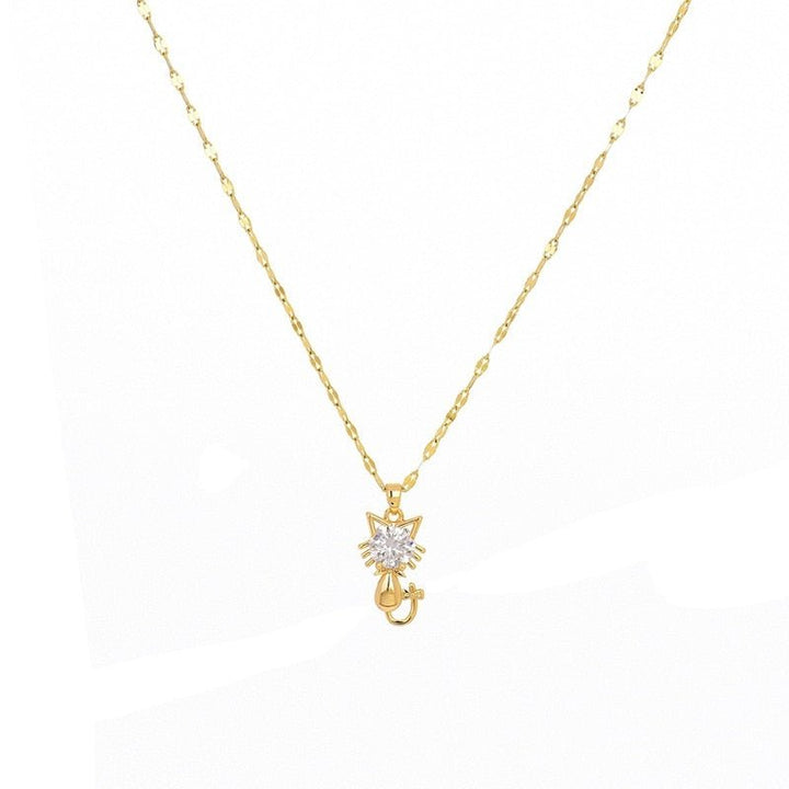 Collier de chat plaqué or avec zircon