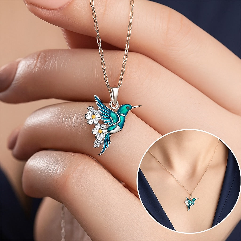 Magnifique collier Colibri avec boucles d'oreilles en bonus – Offre à durée limitée