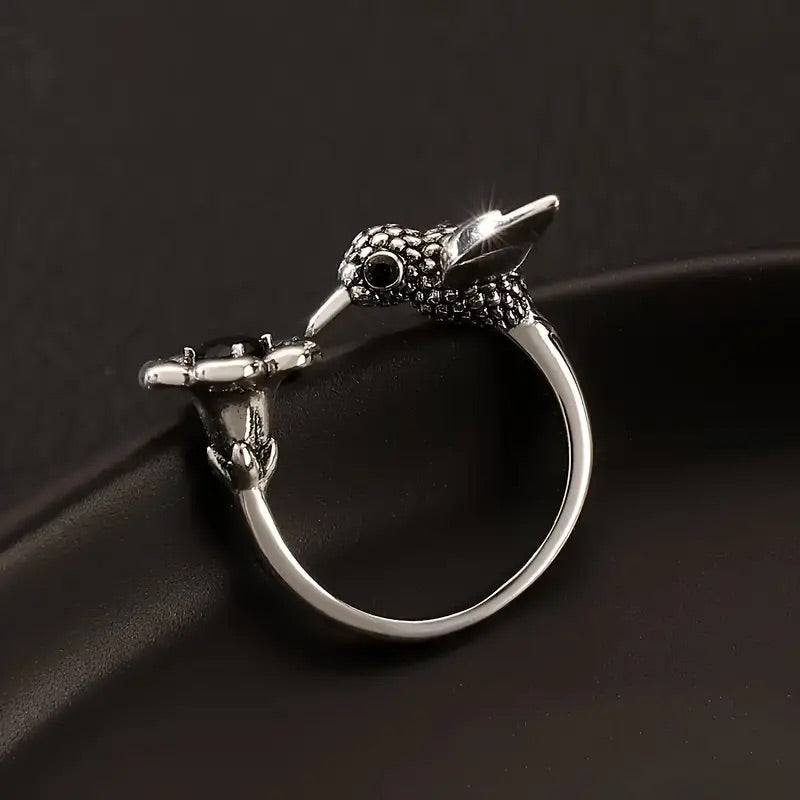 Bague Colibri & Fleur – Bague Ouvrante Ajustable pour Femmes