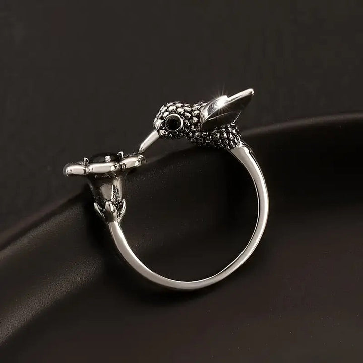 Bague Colibri & Fleur – Bague Ouvrante Ajustable pour Femmes