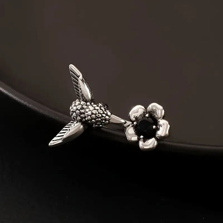 Bague Colibri & Fleur – Bague Ouvrante Ajustable pour Femmes