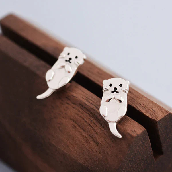Boucles d'oreilles en argent sterling en forme de loutre
