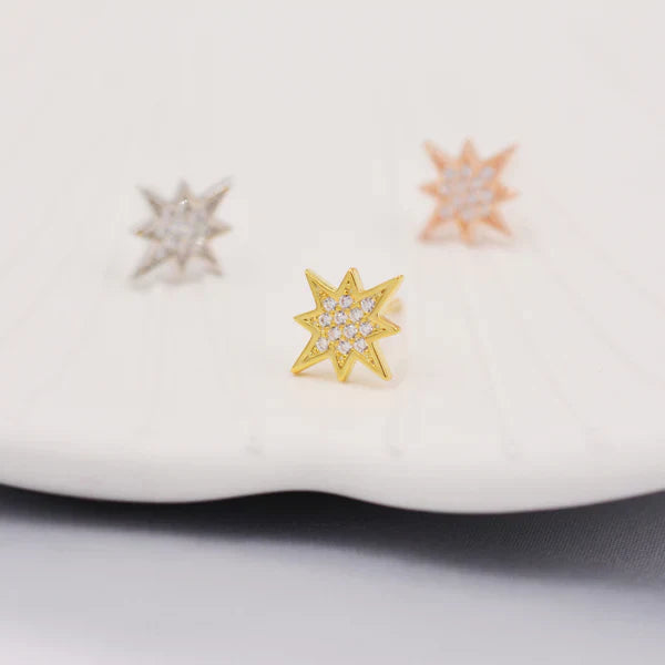 Boucles d'oreilles en argent sterling en forme d'étoile