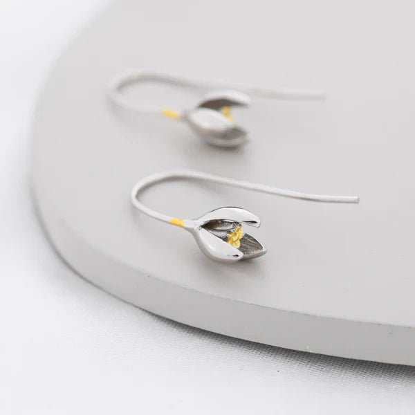 Boucles d'oreilles en argent sterling avec fleurs de perce-neige