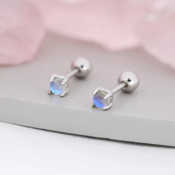 Boucles d'oreilles en pierre de lune en argent sterling