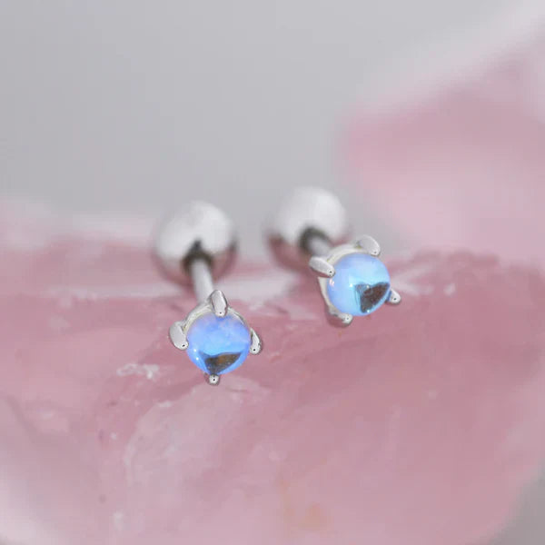 Boucles d'oreilles en pierre de lune en argent sterling