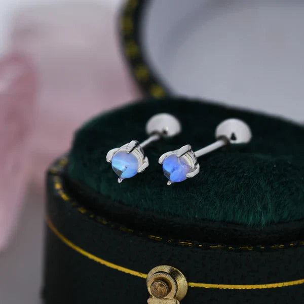 Boucles d'oreilles en pierre de lune en argent sterling
