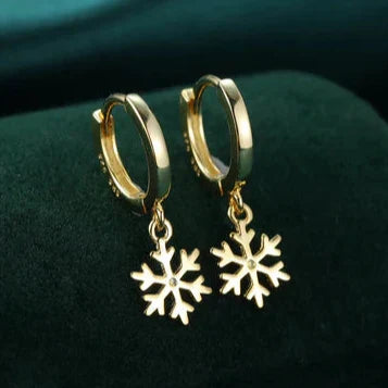Boucles d'oreilles Huggie en flocon de neige