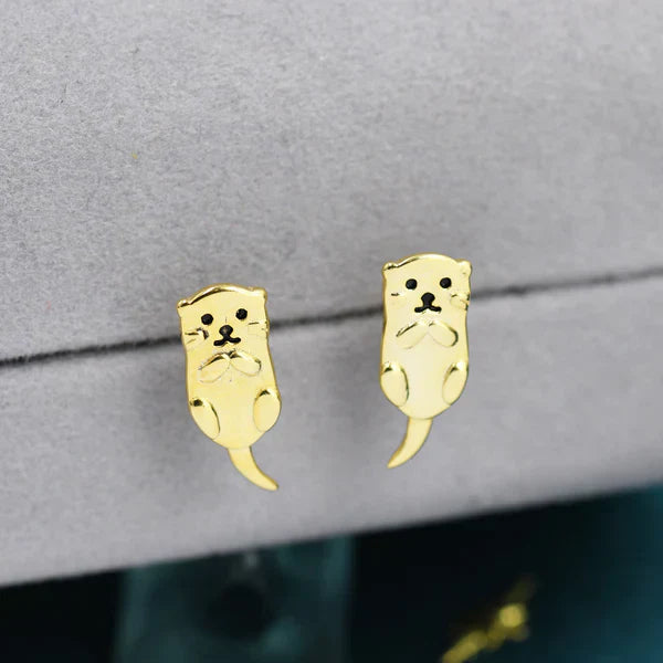 Boucles d'oreilles en argent sterling en forme de loutre