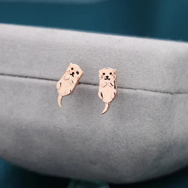 Boucles d'oreilles en argent sterling en forme de loutre