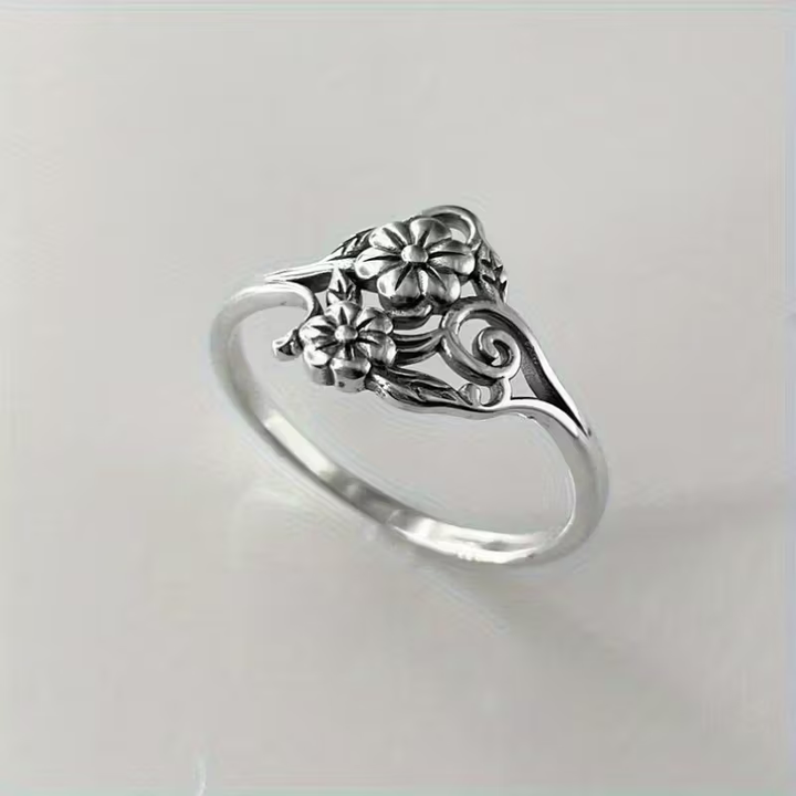 Bague Fleur en Argent Minimaliste