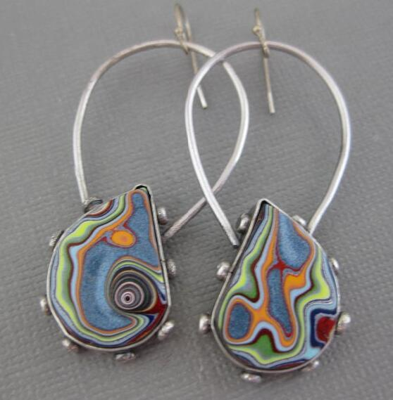 Boucles d'oreilles colorées en argent