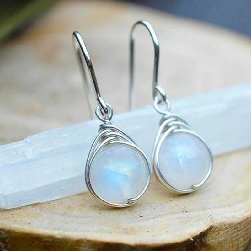Boucles d'oreilles vintage en pierre de lune