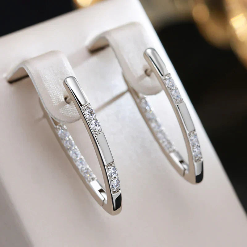 Boucles d'oreilles en Zirconium Exquises | Or Blanc