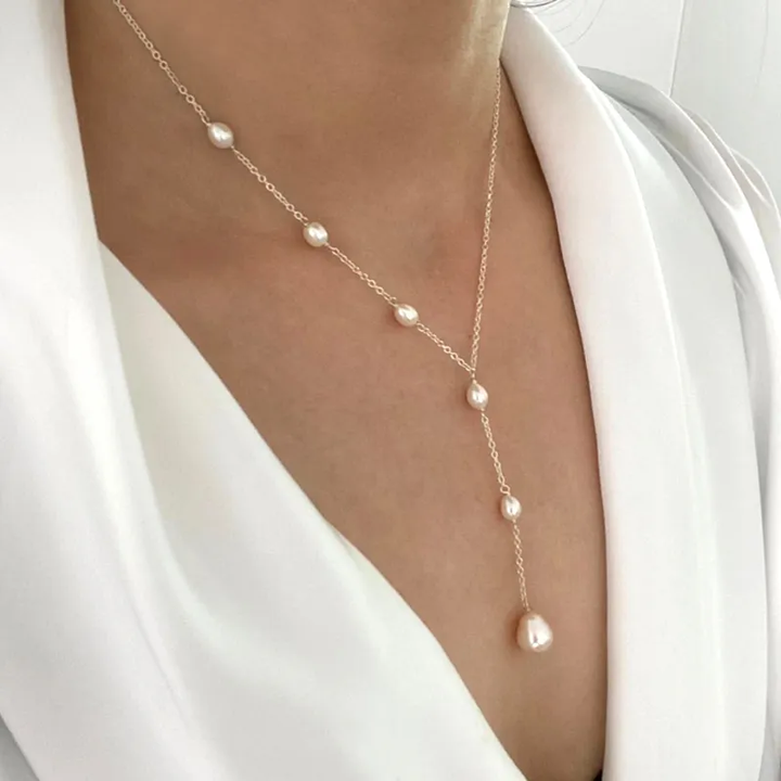 Collier Lariat en Perles Flottantes