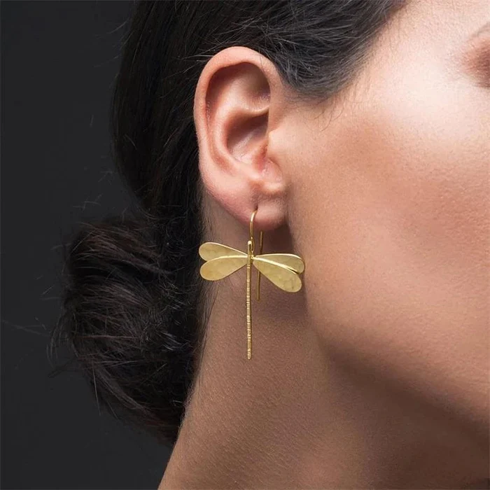 Boucles d'oreilles vintage en libellule dorée